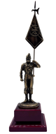 Tacro Estatua Decorativa de Legionario la legión Española bañada en Bronce con Bandera, Base de Madera, Figura Militar Coleccionable