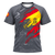 Camiseta C-16 Eurofighter del Ejército del Aire y del Espacio de España, diseño frontal con bandera española y avión de combate