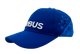Gorra Airbus azul oficial con logo bordado blanco, diseño de aviones y mensaje We Pioneer Sustainable Aerospace