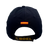 Gorra BOEL negra bordada con escudo militar en el frontal, bandera de España bordada en la parte trasera y detalles rojos y amarillos en la visera.