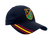 Gorra BOEL negra bordada con escudo militar en el frontal, bandera de España bordada en la parte trasera y detalles rojos y amarillos en la visera.