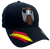 Gorra negra G.O.E.S. con escudo policial bordado y bandera de España bordada en la visera, vista frontal