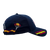Vista lateral de gorra PAPEA azul marino con paracaídas y bandera de España bordados