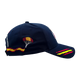 Vista lateral de gorra PAPEA azul marino con paracaídas y bandera de España bordados