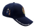 Vista lateral de gorra Policía Nacional azul marino con agente y perro bordados