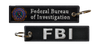 Llavero FBI bordado negro con logotipo Federal Bureau of Investigation y anilla metálica