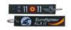 Llavero bordado verde del ALA 11 con Eurofighter, escarapela española, emblema militar y bandera de España