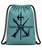 Mochila saco color verde agua con diseño de la Legión Española, emblema militar tradicional y cierre mediante cordones para deporte y uso diario.