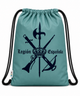 Mochila saco color verde agua con diseño de la Legión Española, emblema militar tradicional y cierre mediante cordones para deporte y uso diario.