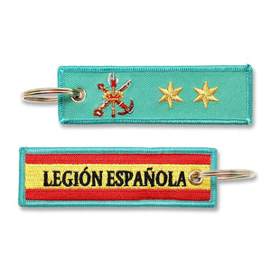 Llavero de Graduación de Teniente, Legión Española verde militar dos estrellas escudo legion bandera española