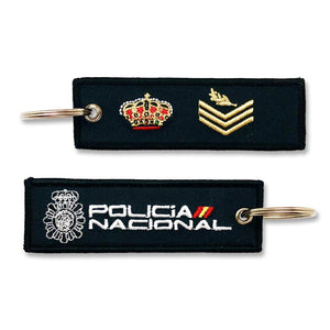Llavero de tela con Divisas de la Policía Nacional, escalas, color negro, calidad, Oficial de Policía