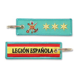 Llavero de Graduación de Capitan, Legión Española verde militar tres estrellas escudo legion bandera española