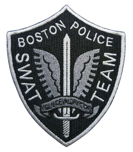 Parche Bordado Boston Police SWAT Team bordado negro con hilo gris