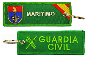 Llavero de tela Guardia Civil Maritimo Verde bandera de españa gran calidad de bordado