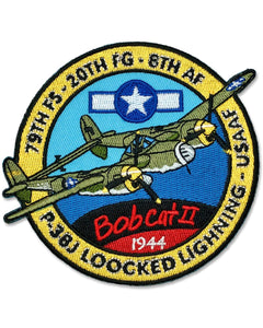 Parche Segunda Guerra Mundial 79th F5 - 20th FG - 8th AF P-38J Loocked Lighning Bobcat II 1944 Second World War Patch